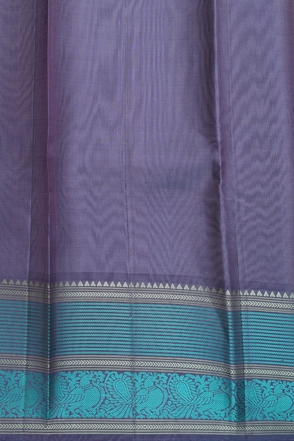Kanchipuram Silk Saree In Dusty Purple With Threadwork Buttas