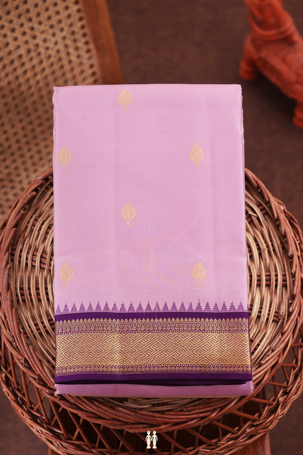 Kanchipuram Silk Saree In Dusty Purple With Zari Buttas