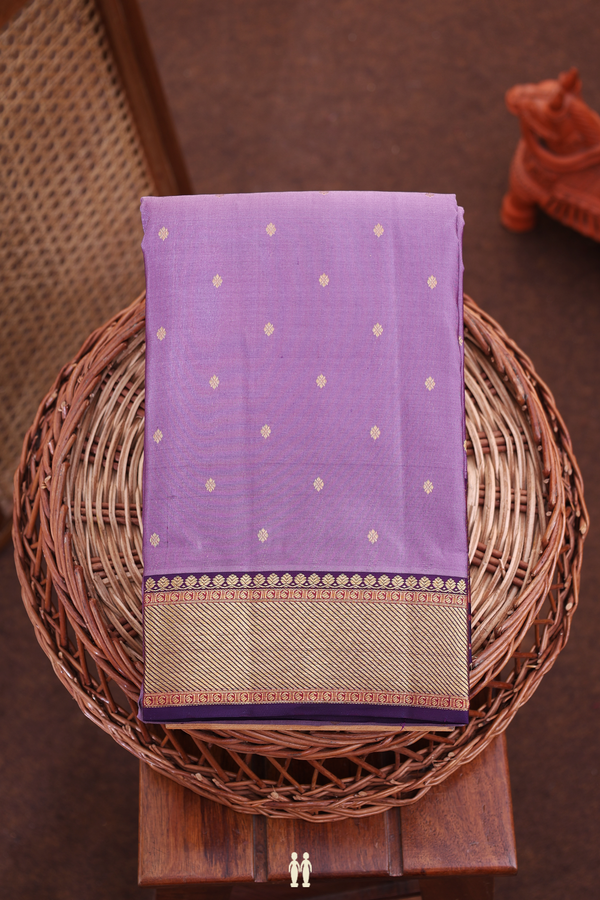 Kanchipuram Silk Saree In Dusty Purple With Zari Buttas