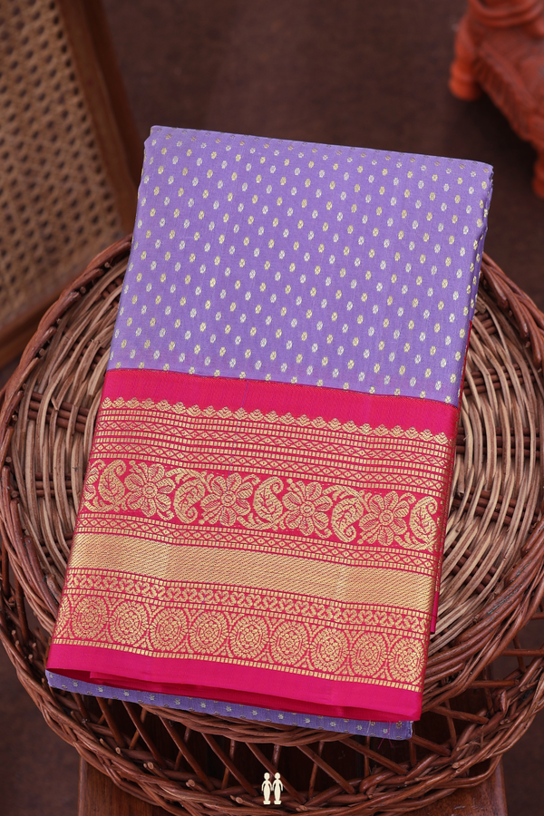 Kanchipuram Silk Saree In Dusty Purple With Zari Buttas