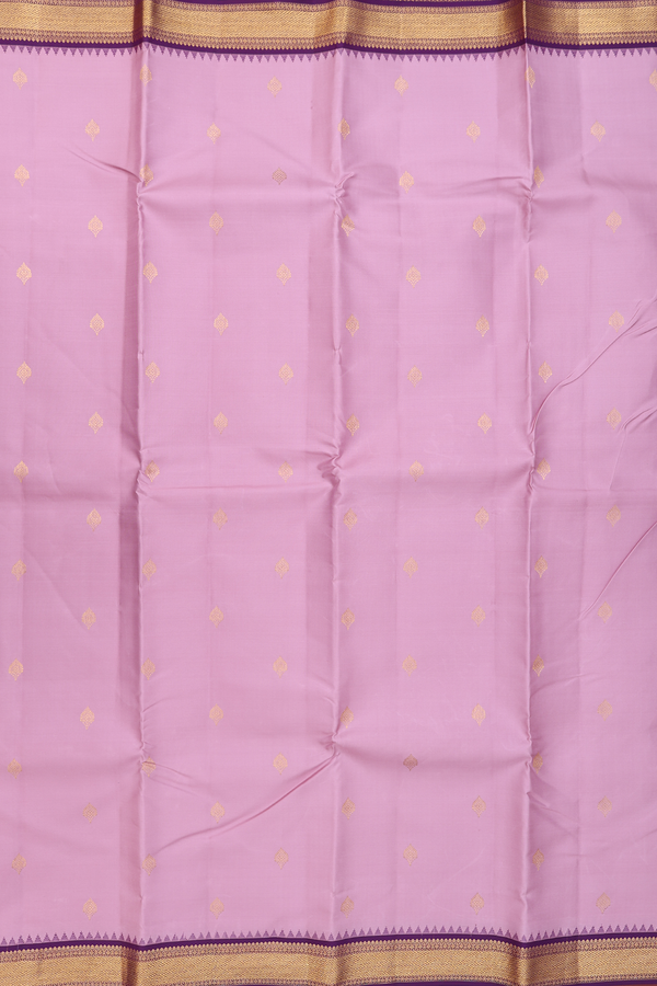 Kanchipuram Silk Saree In Dusty Purple With Zari Buttas