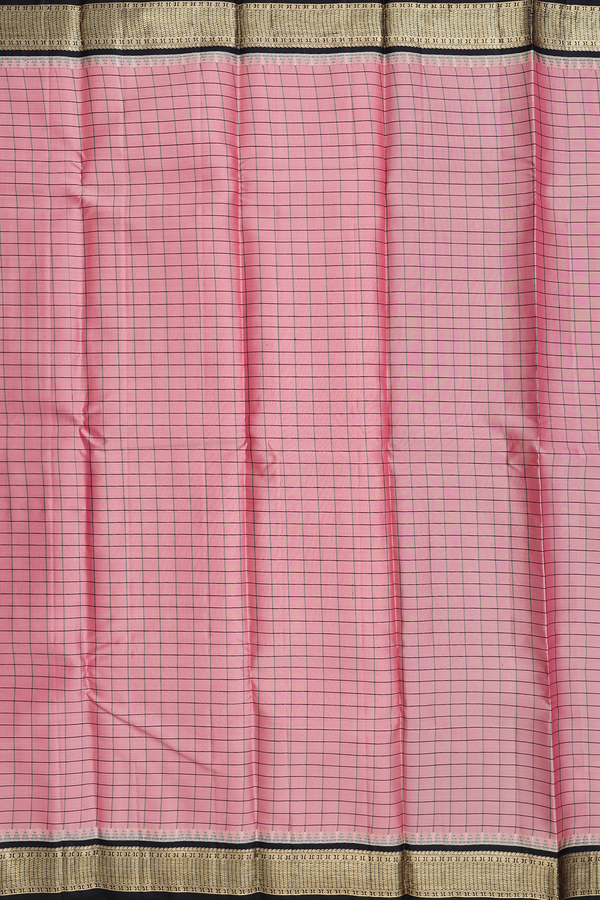 Kanchipuram Silk Saree In Dusty Rose With Checks Design