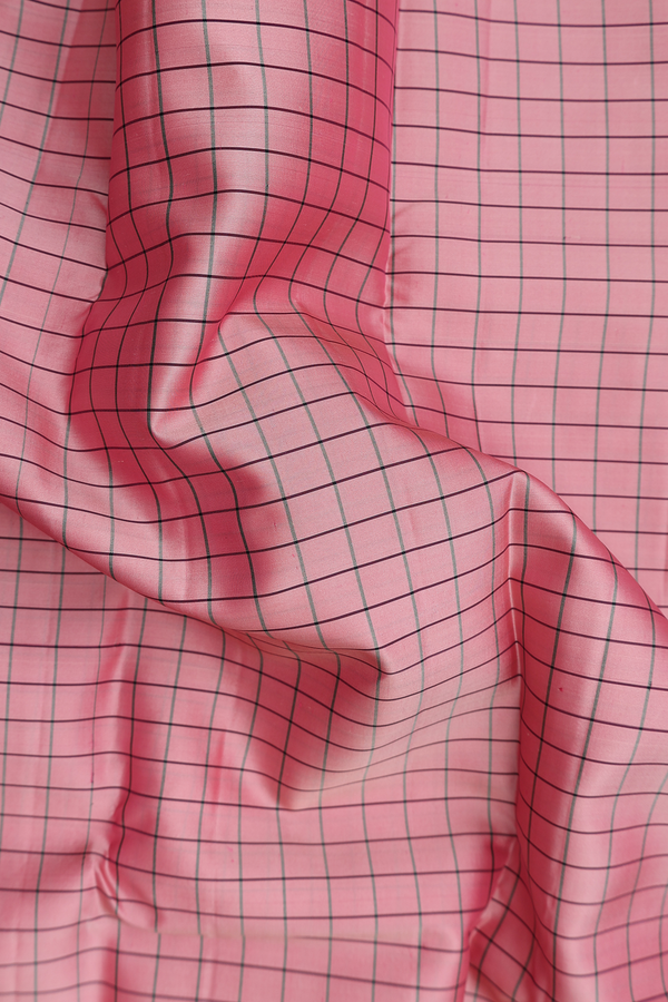 Kanchipuram Silk Saree In Dusty Rose With Checks Design