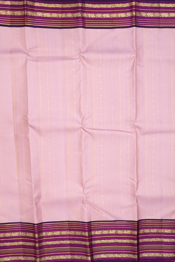 Kanchipuram Silk Saree In Dusty Rose With Stripes Design