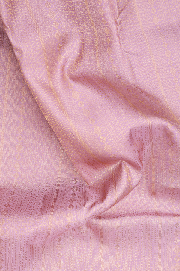 Kanchipuram Silk Saree In Dusty Rose With Stripes Design