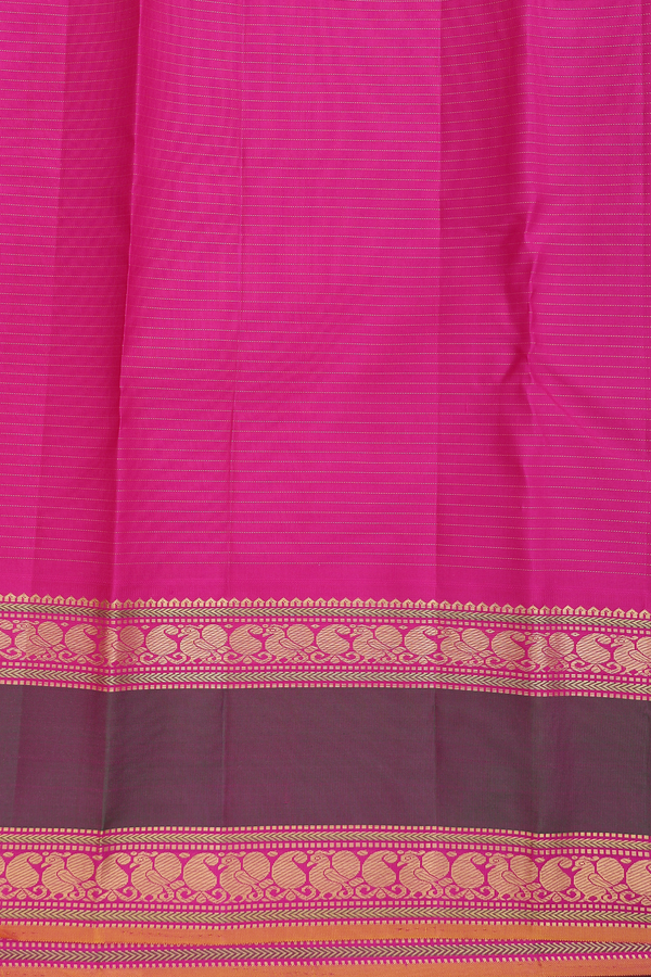 Kanchipuram Silk Saree In Egg White With Checks Design