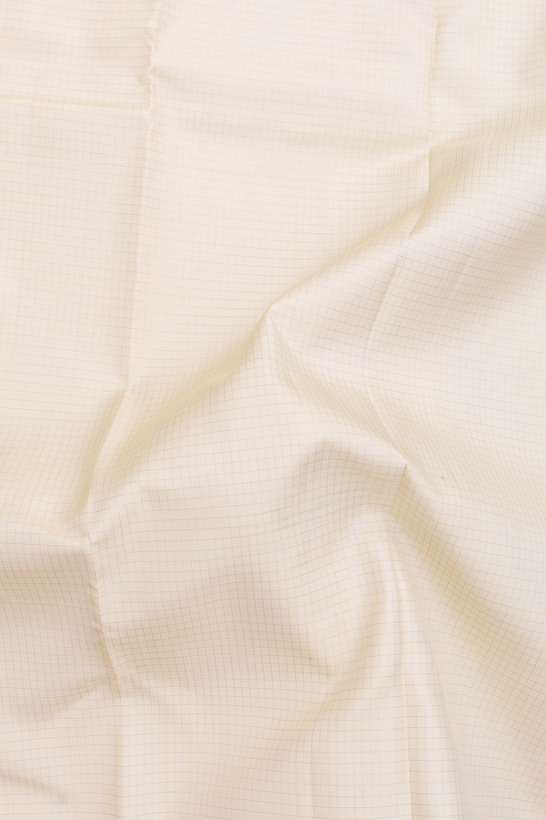 Kanchipuram Silk Saree In Egg White With Checks Design