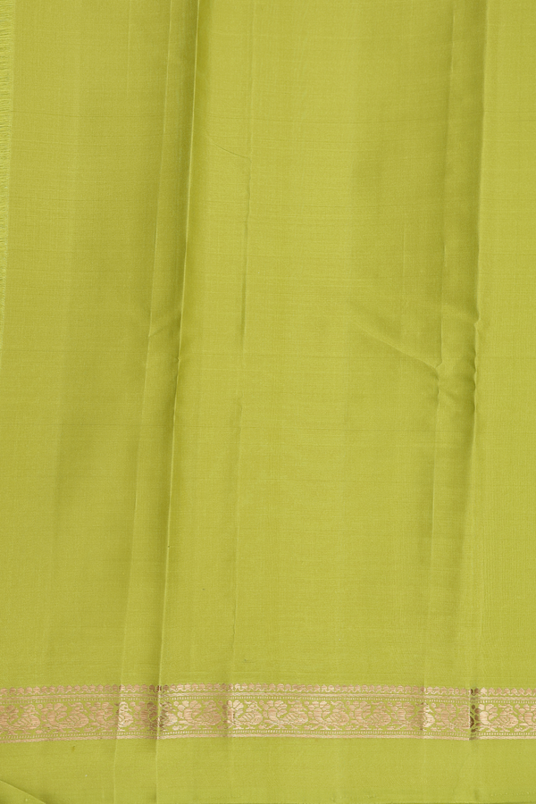 Kanchipuram Silk Saree In Cream Color With Checks Design