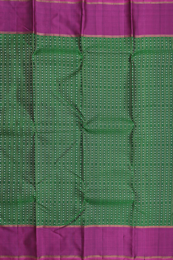 Kanchipuram Silk Saree In Emerald Green Stripes Design