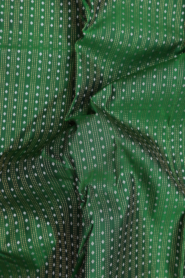 Kanchipuram Silk Saree In Emerald Green Stripes Design