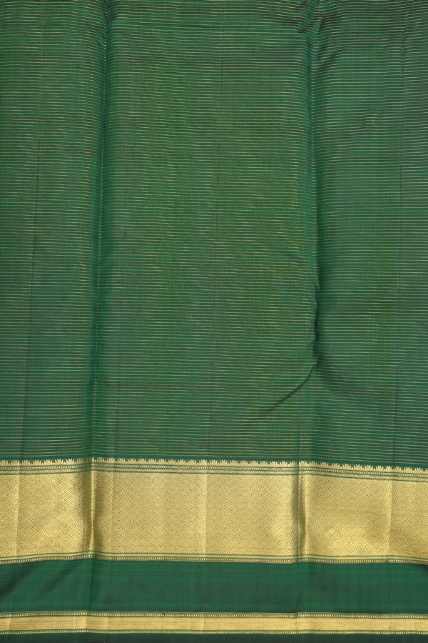 Kanchipuram Silk Saree In Emerald Green With Checks Design
