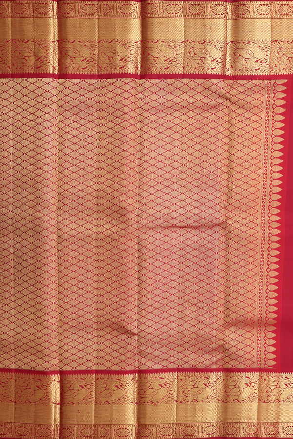 Kanchipuram Silk Saree In Emerald Green With Contrast Border