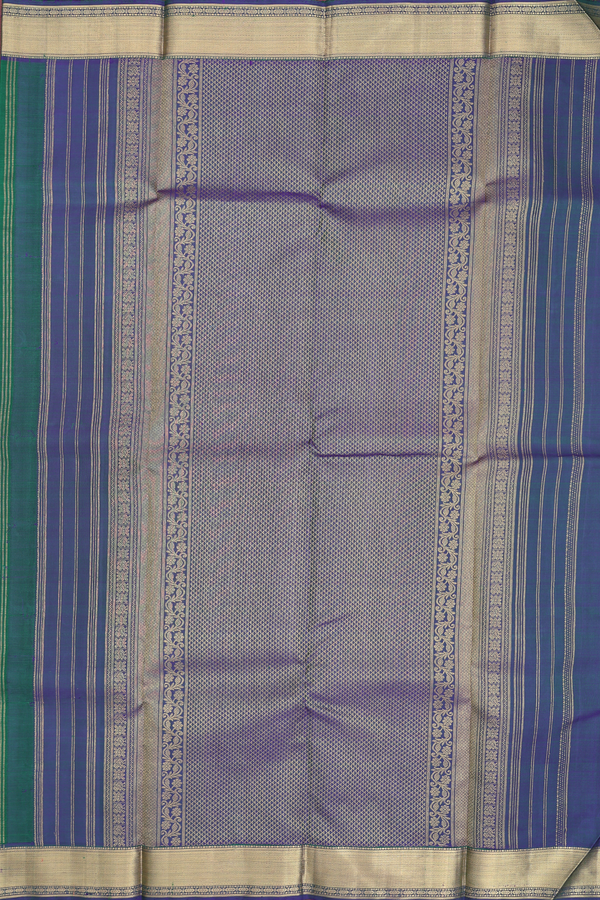 Kanchipuram Silk Saree In Emerald Green With Elephant Buttas