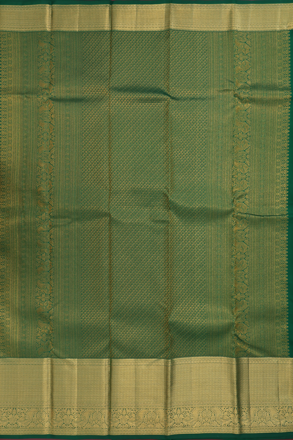 Kanchipuram Silk Saree In Emerald Green With Floral Design