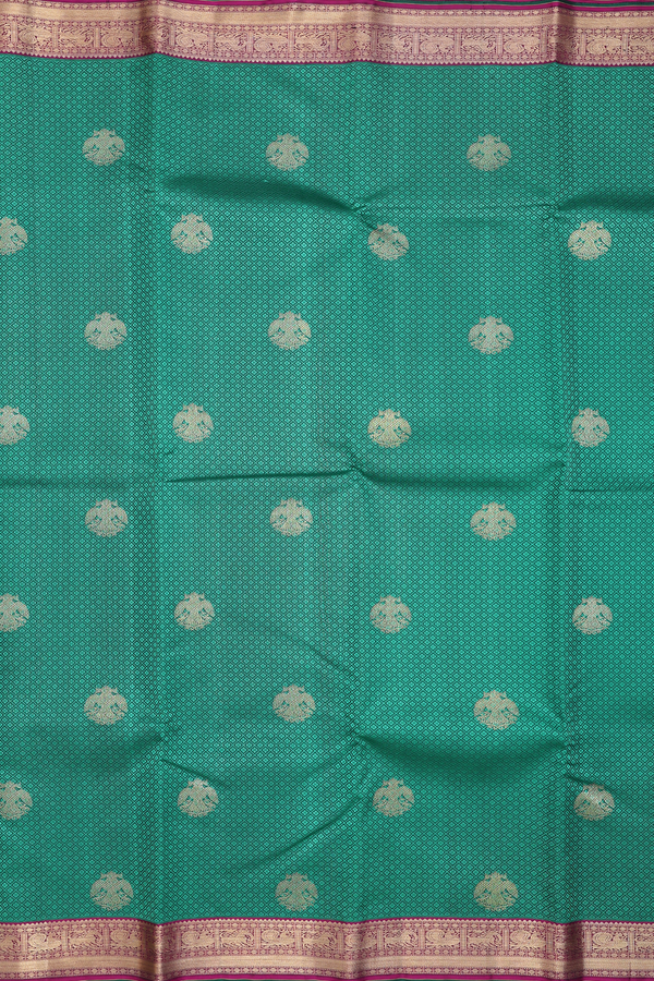 Kanchipuram Silk Saree In Emerald Green With Jacquard Pattern