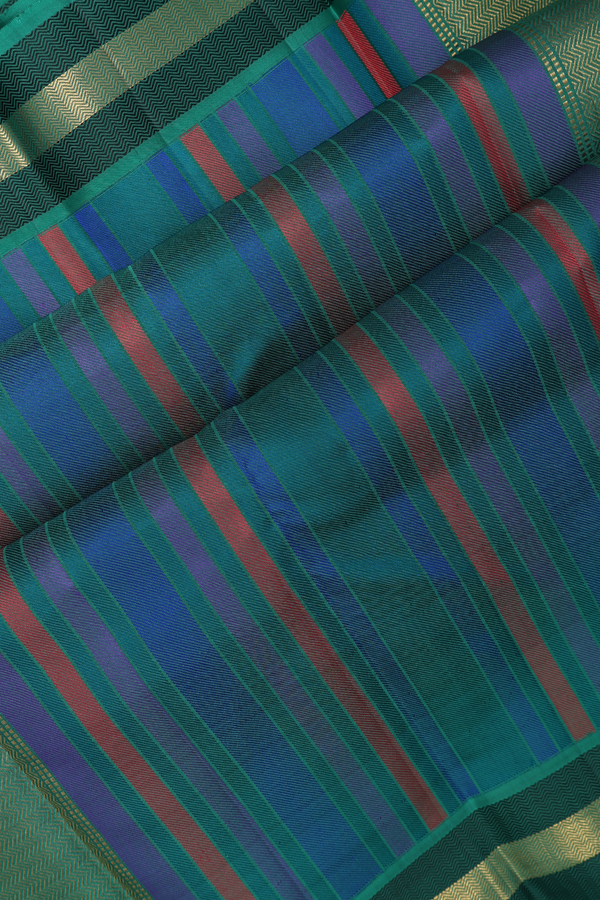 Kanchipuram Silk Saree In Emerald Green With Parrot Motifs