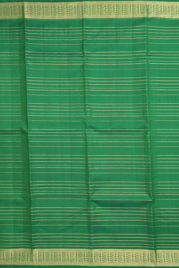 Kanchipuram Silk Saree In Emerald Green With Stripes Design