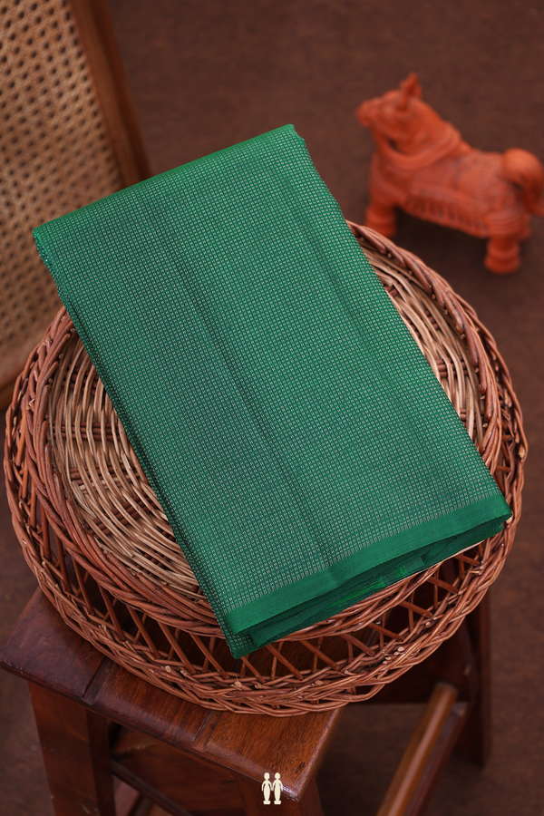 Kanchipuram Silk Saree In Emerald Green With Stripes Design