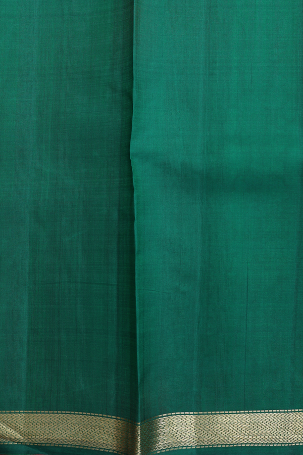 Kanchipuram Silk Saree In Emerald Green With Stripes Design
