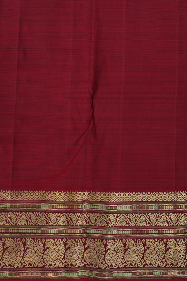 Kanchipuram Silk Saree In Emerald Green With Stripes Design