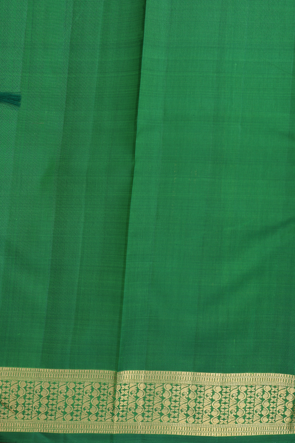Kanchipuram Silk Saree In Emerald Green With Stripes Design