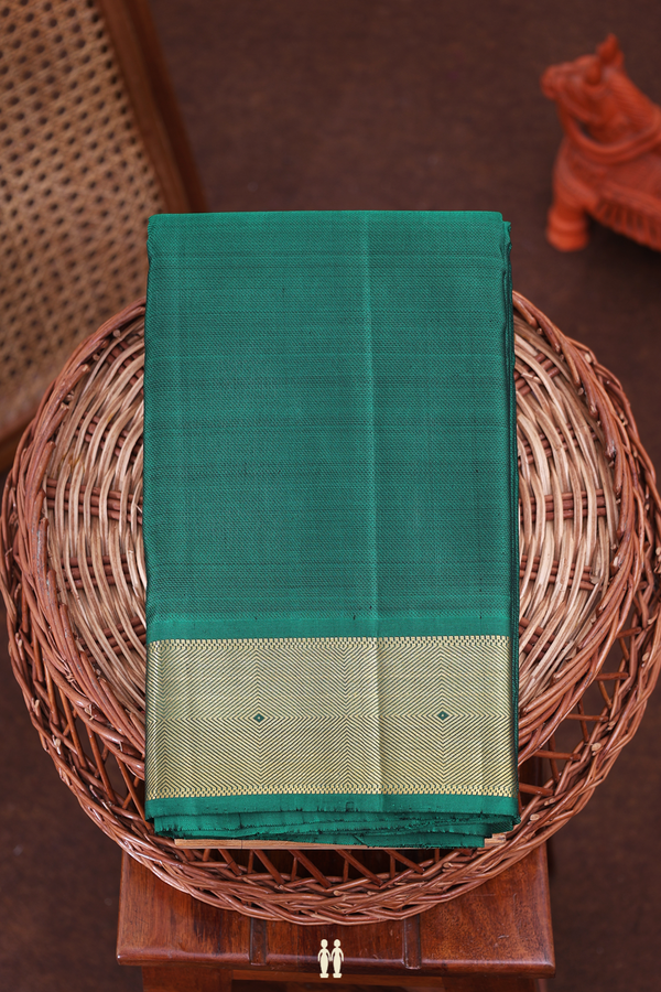 Kanchipuram Silk Saree In Emerald Green With Zari Border