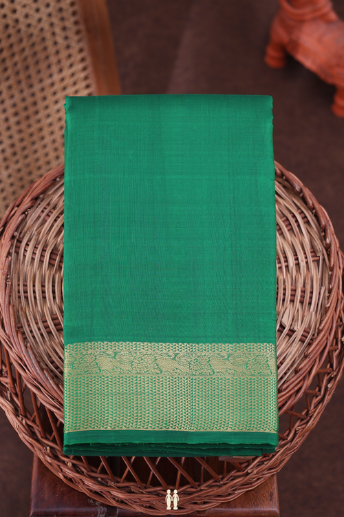 Kanchipuram Silk Saree In Emerald Green With Zari Border