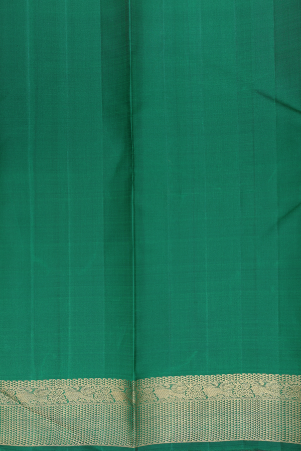 Kanchipuram Silk Saree In Emerald Green With Zari Border