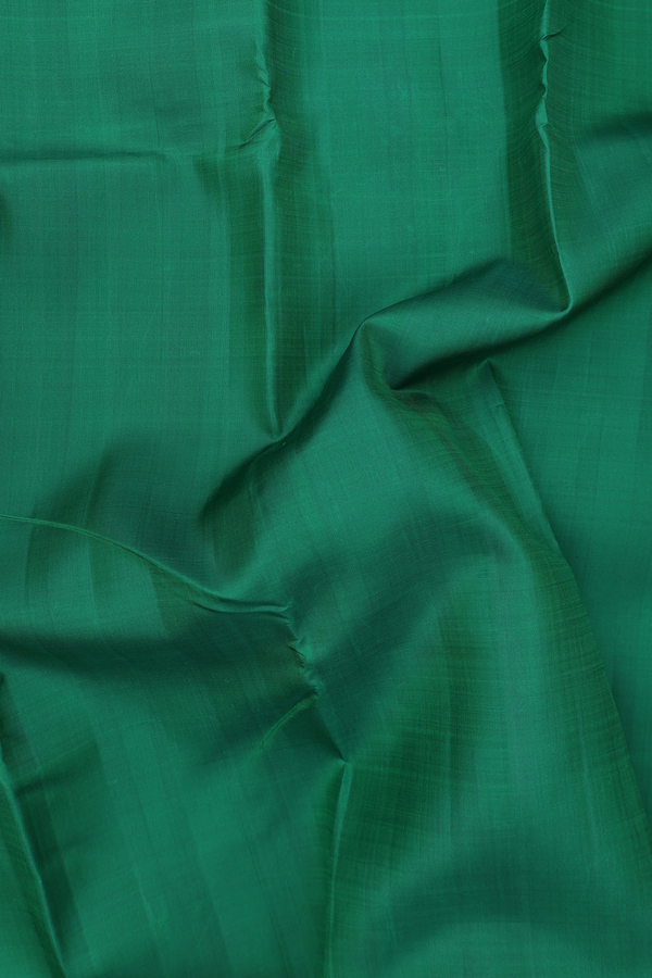 Kanchipuram Silk Saree In Emerald Green With Zari Border