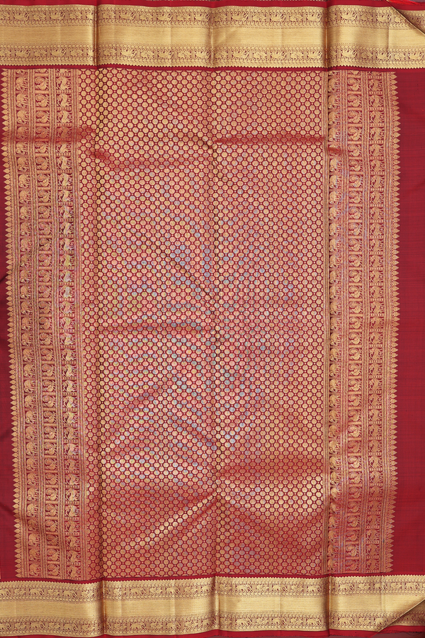 Kanchipuram Silk Saree In Fern Green With Floral Buttas