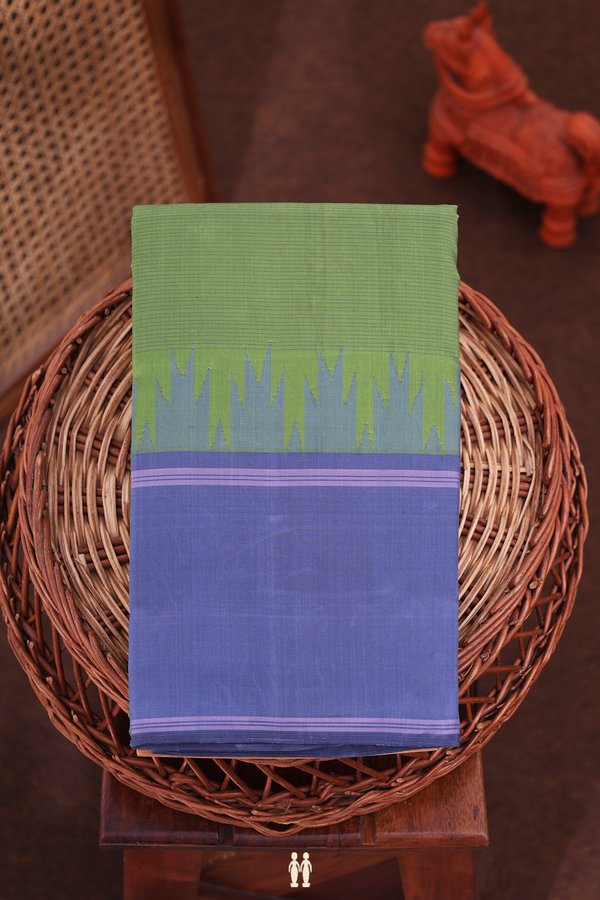 Kanchipuram Silk Saree In Fern Green With Stripes Design