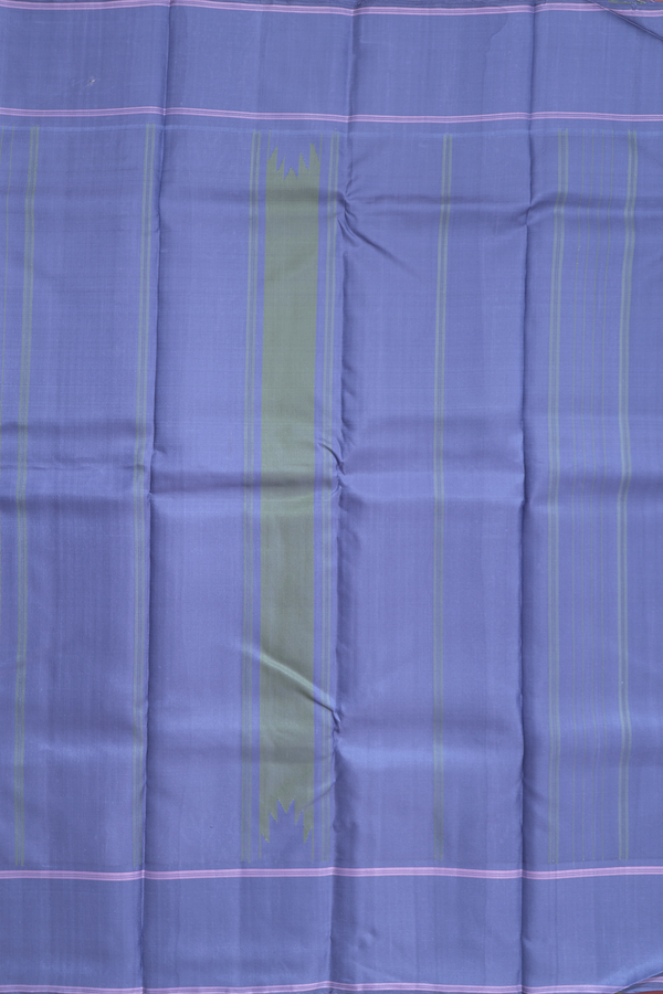 Kanchipuram Silk Saree In Fern Green With Stripes Design