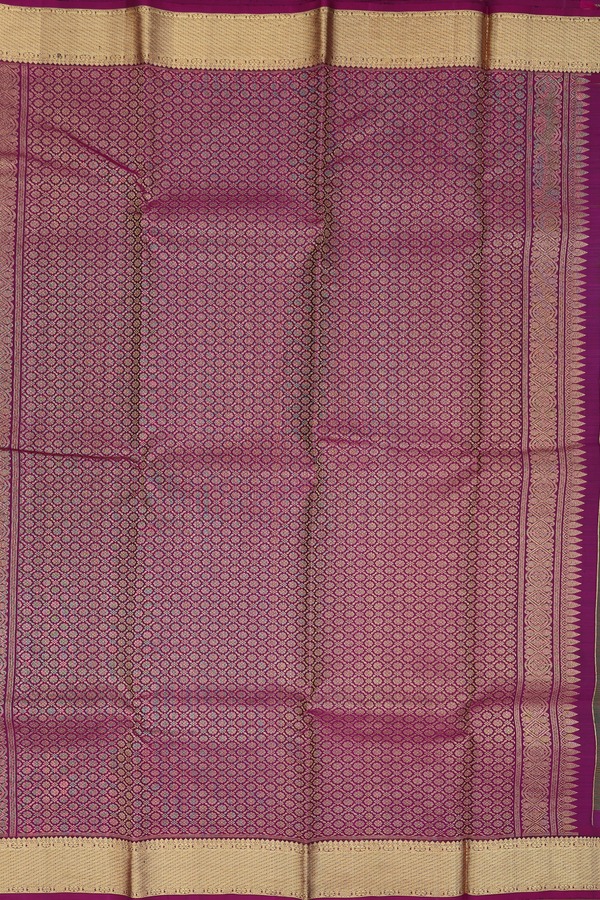 Kanchipuram Silk Saree In Fern Green With Stripes Design