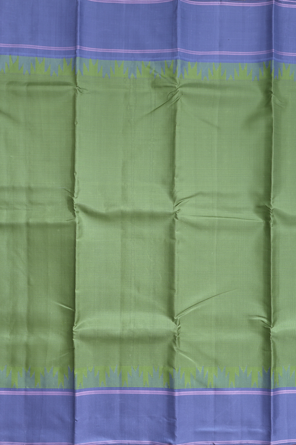 Kanchipuram Silk Saree In Fern Green With Stripes Design