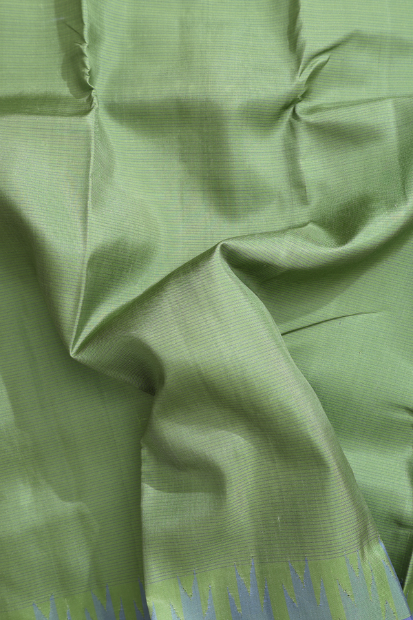 Kanchipuram Silk Saree In Fern Green With Stripes Design