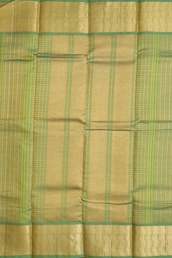 Kanchipuram Silk Saree In Parrot Green With Zari Border