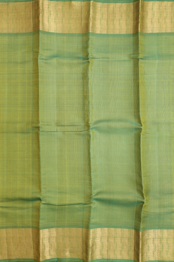 Kanchipuram Silk Saree In Parrot Green With Zari Border