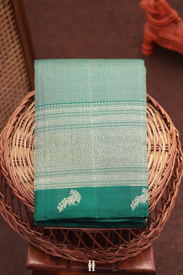 Kanchipuram Silk Saree In Forest Green With Brocade Design