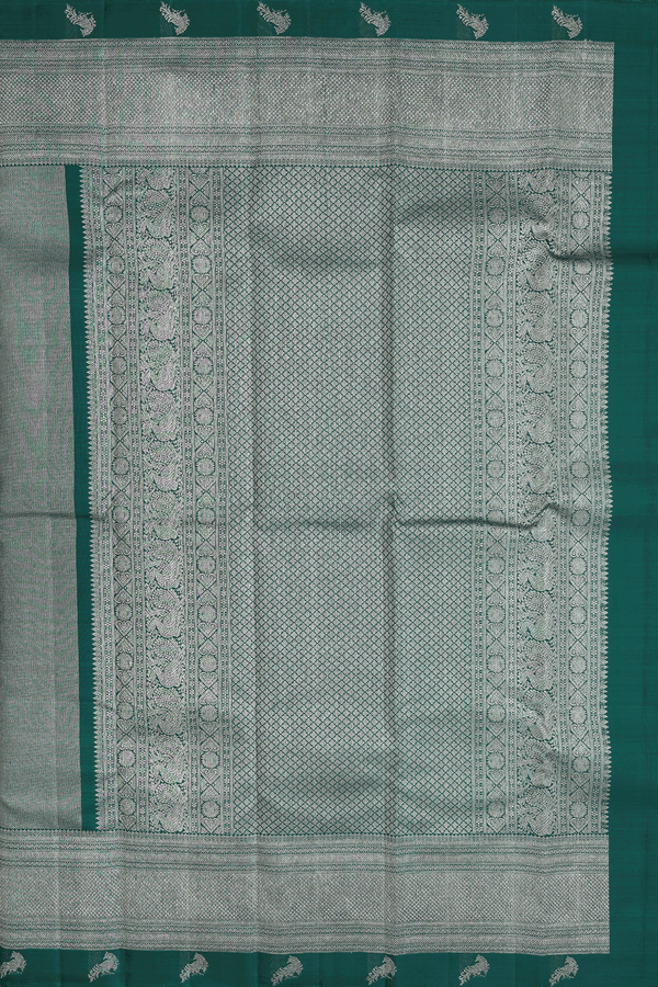 Kanchipuram Silk Saree In Forest Green With Brocade Design