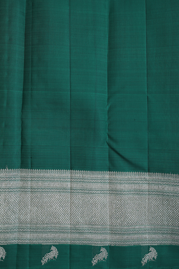 Kanchipuram Silk Saree In Forest Green With Brocade Design
