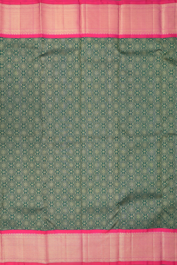 Kanchipuram Silk Saree In Forest Green With Brocade Design
