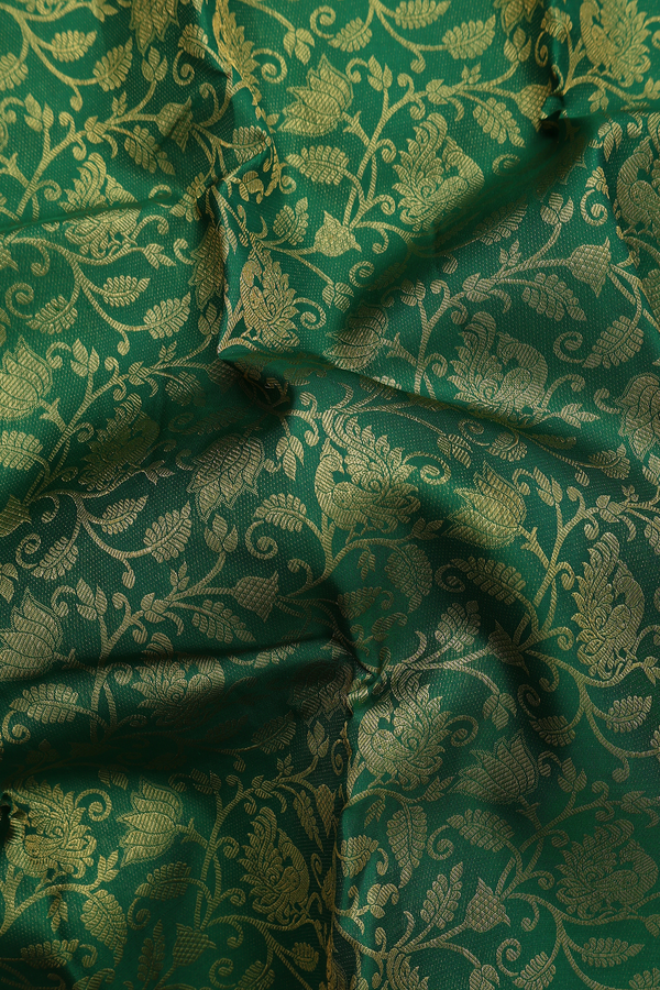 Kanchipuram Silk Saree In Forest Green With Brocade Design