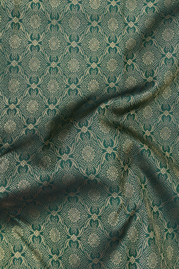 Kanchipuram Silk Saree In Forest Green With Brocade Design