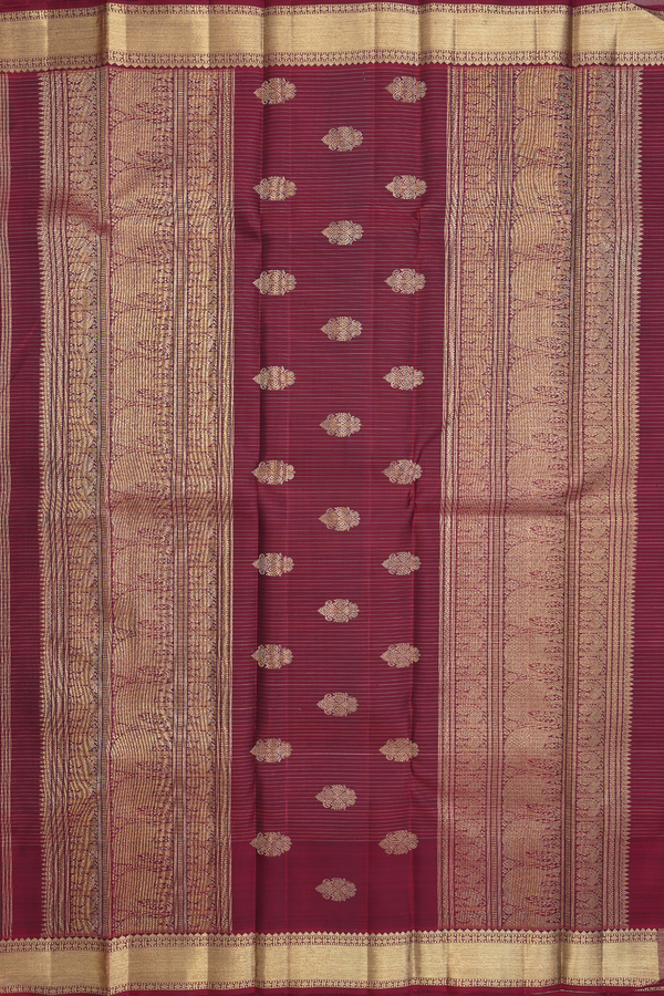 Kanchipuram Silk Saree In Forest Green With Checks Design