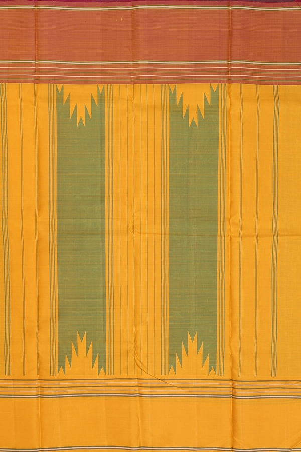 Kanchipuram Silk Saree In Forest Green With Checks Design