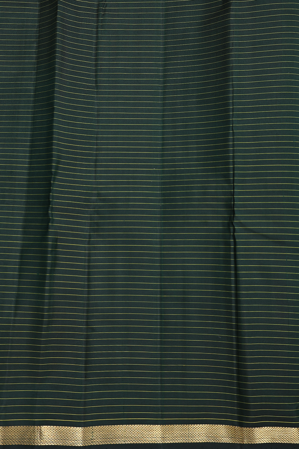 Kanchipuram Silk Saree In Forest Green With Checks Design