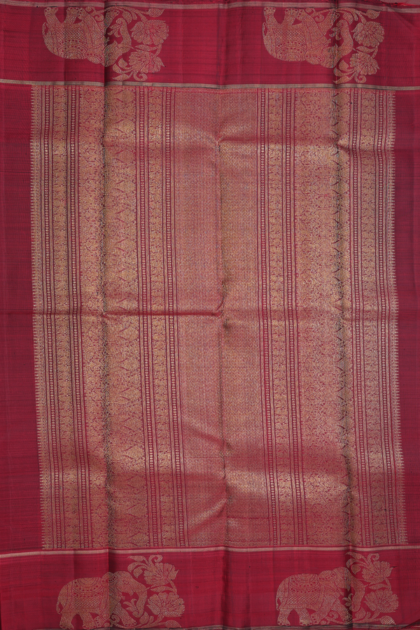 Kanchipuram Silk Saree In Forest Green With Floral Buttas