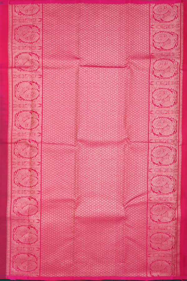 Kanchipuram Silk Saree In Forest Green With Floral Design