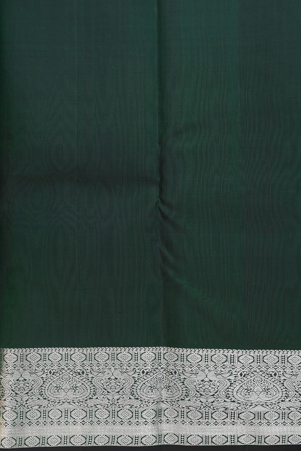 Kanchipuram Silk Saree In Forest Green With Horse Motifs