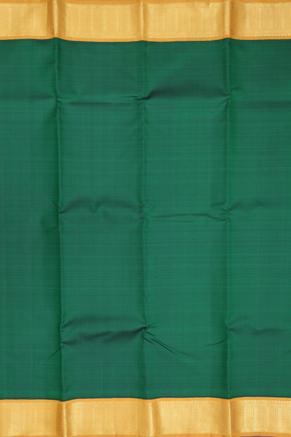 Kanchipuram Silk Saree In Forest Green With Korvai Border